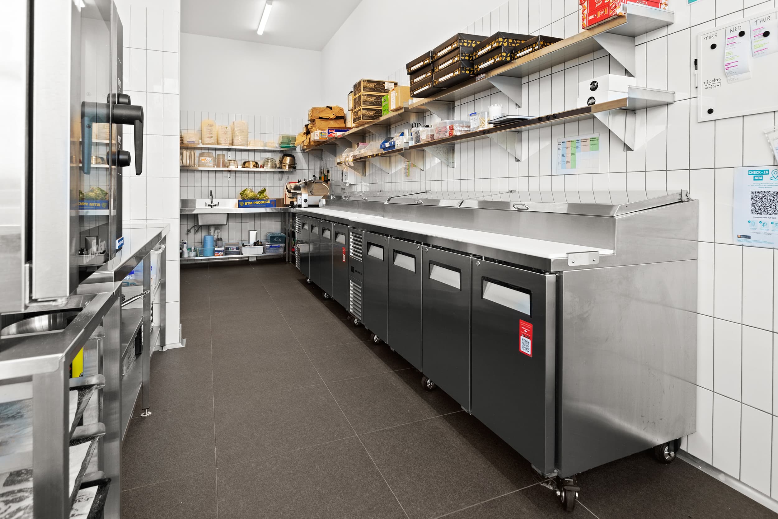 Commercial kitchen stainless steel custom designed for a restaurant